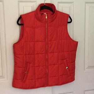 Chaps Red Puffer Zip Vest. PXL NWOT